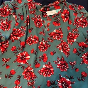 Women’s blouse - teal with floral print